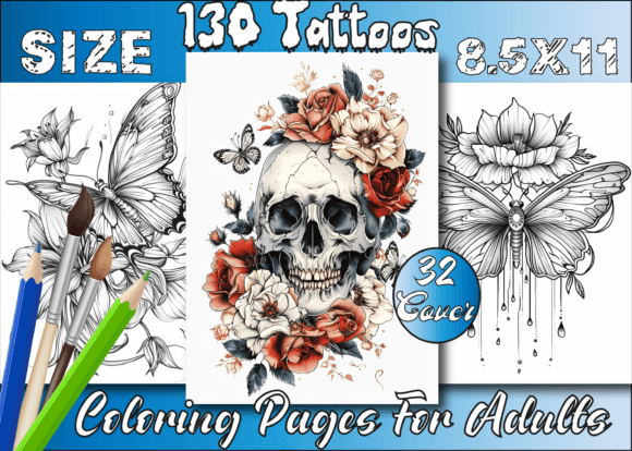 Download Tattoos Coloring Book for Adults - K Collection