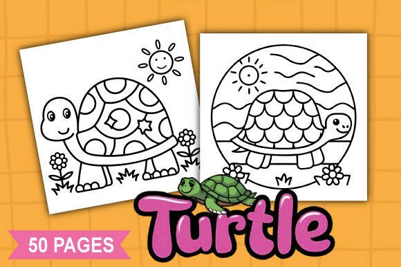 Download Cute Turtle Coloring Pages Bold &amp; Easy - Coloring Collection