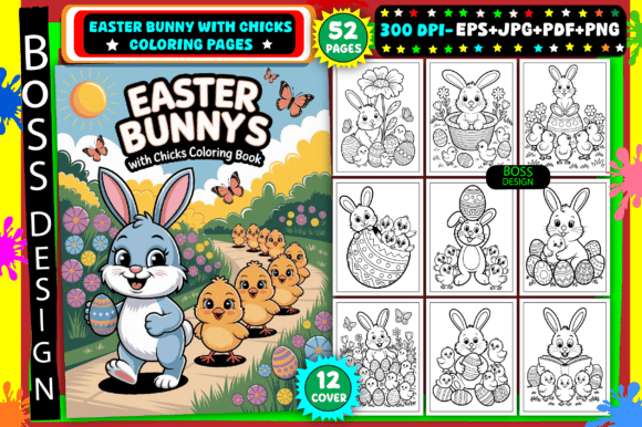 Download Easter Bunny with Chicks Coloring Pages - K Collection
