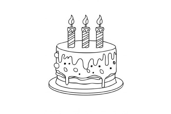 Download Outlined Cake Coloring Adults Page - K Collection