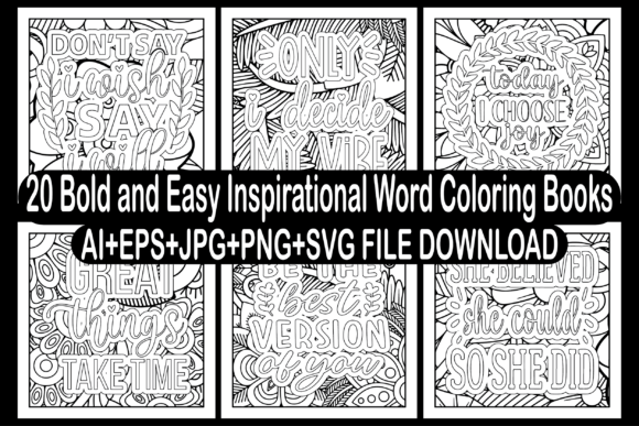 Download 20 Inspirational Word Coloring Books - K Collection