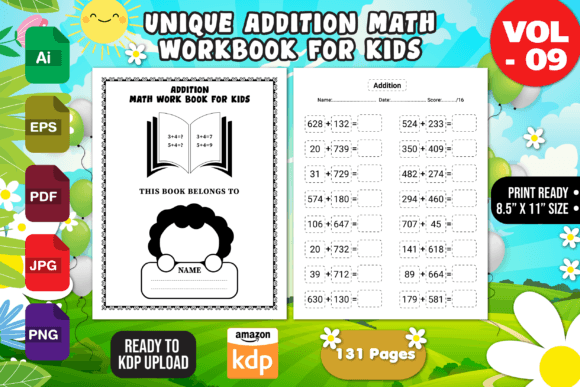 Download Printable Addition Math Workbook Vol - 9 - K Collection