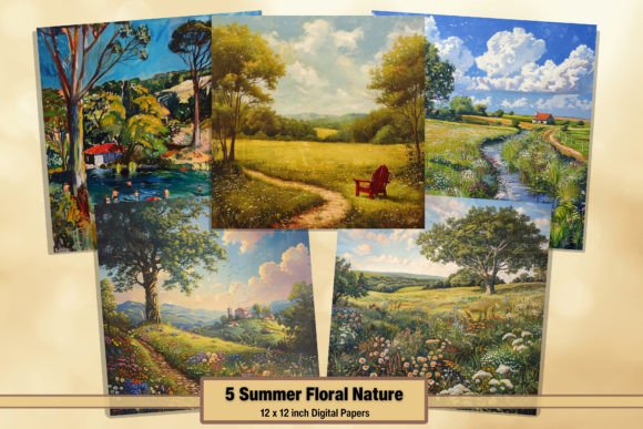 Download Summer Nature Scene Digital Paper Pack 6 - K Collection