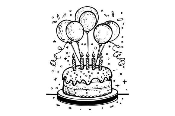 Download Outlined Cake Coloring Adults Page - K Collection