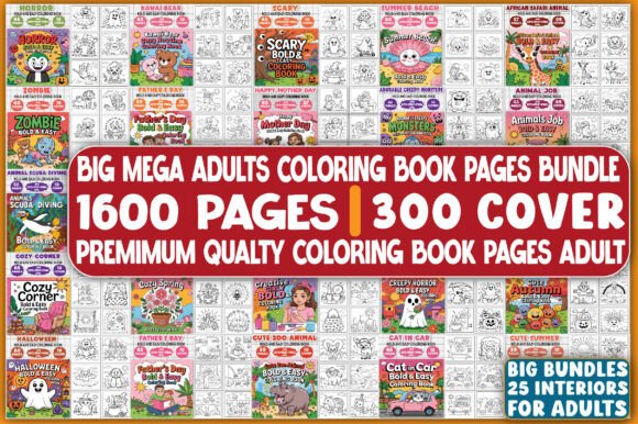 Download 1600 Coloring Book Pages Adults Bundle - K Collection