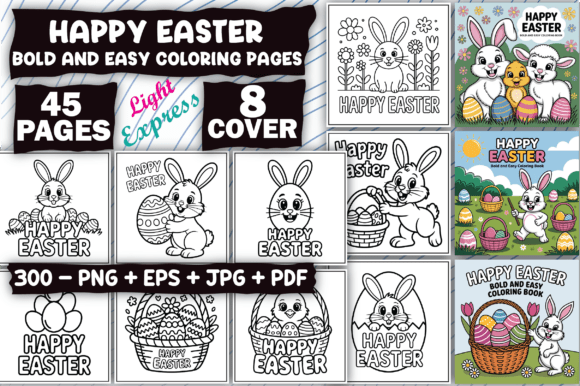 Download Bold and Easy Happy Easter Coloring Book - K Collection