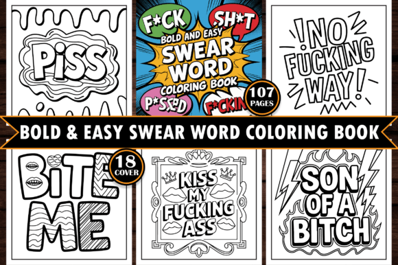 Download ADULT Bold and Easy Swear Word Coloring Pages - Coloring Collection