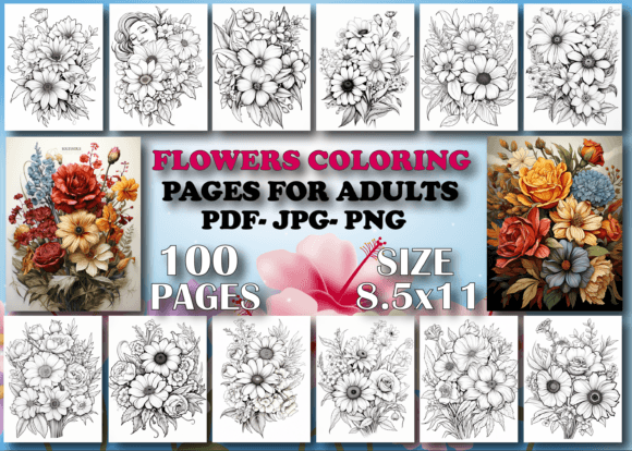 Download Flowers Coloring Book for Adult -V3 - K Collection