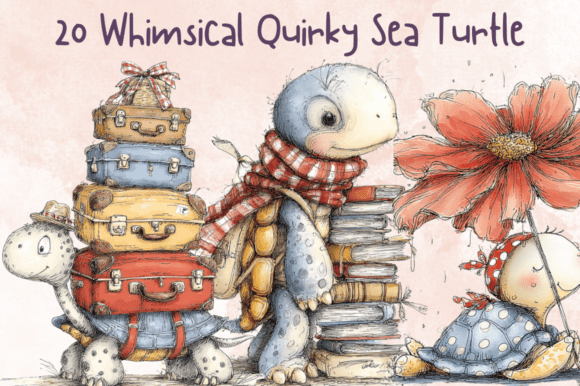 Download Whimsical Quirky Sea Turtle Clipart - K Collection