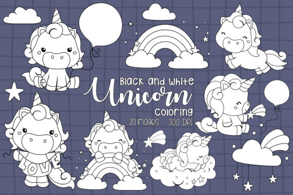 Download Black and White Coloring Unicorn - K Collection