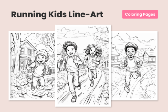 Download Running Children | Coloring Pages - Coloring Collection