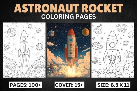 Download Astronaut Rocket Coloring Book Pages - K Collection