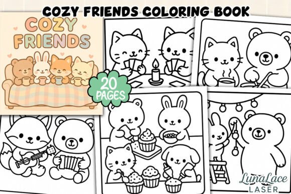 Download Cozy Friends Coloring Page Bundle - Coloring Collection