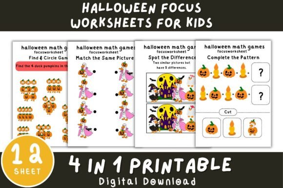 Download Halloween Focus Worksheets for Kids - K Collection