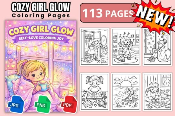 Download Cozy Girl Glow Self Love Coloring Book - K Collection