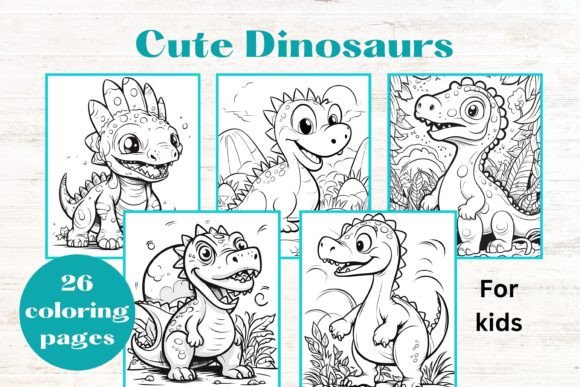 Download CUTE DINOSAURS Kids Coloring Book Pages - K Collection