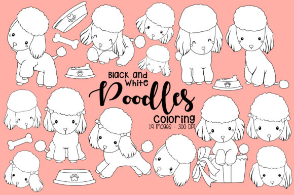 Download Black and White Coloring Poodles - K Collection