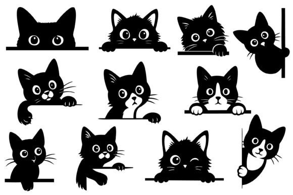 Download Peeking Cat Silhouette SVG Bundle - K Collection