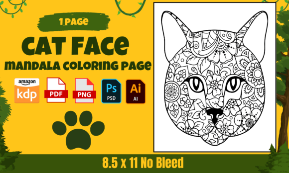 Download Cat Face Mandala Coloring Page Adults - Coloring Collection