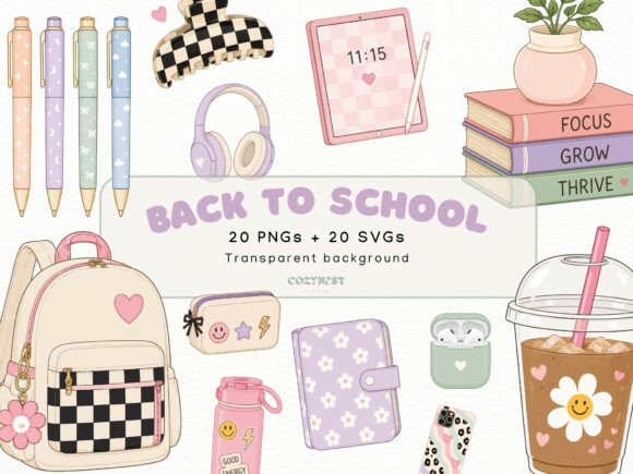 Download Back to School Cliparts, Cute Stationery - K Collection