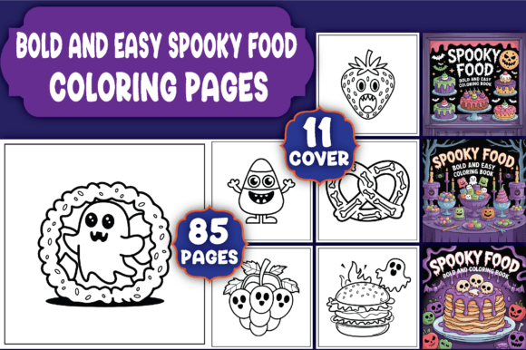 Download Bold &amp; Easy Spooky Food Coloring Pages - K Collection