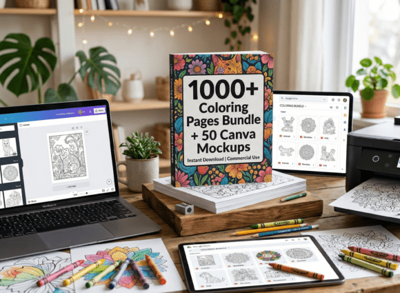 Download 1000+ Coloring Pages Bundle and Mockup - K Collection