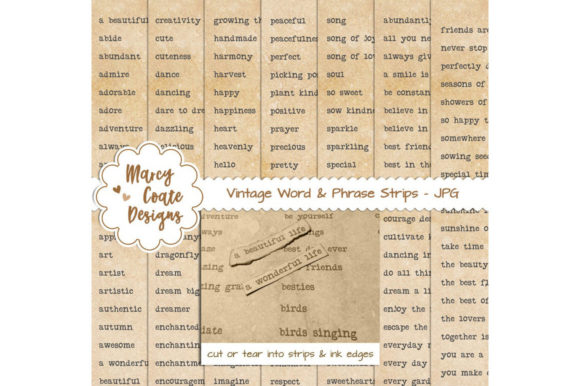 Download Coffee Dyed Word Strips Pack of 7 Pages - K Collection