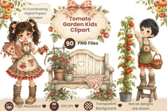 Download Tomato Garden Kids Clipart Bundle - K Collection