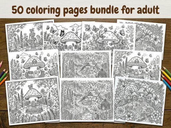 Download 50 Fairy Flowers and Mushrooms Coloring - Coloring Collection