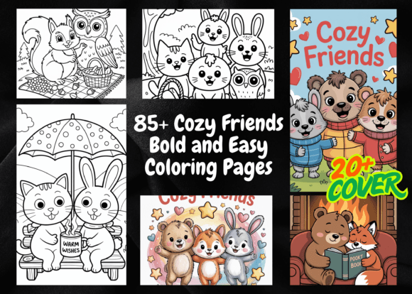 Download Cozy Friends Bold and Easy Coloring Book - K Collection