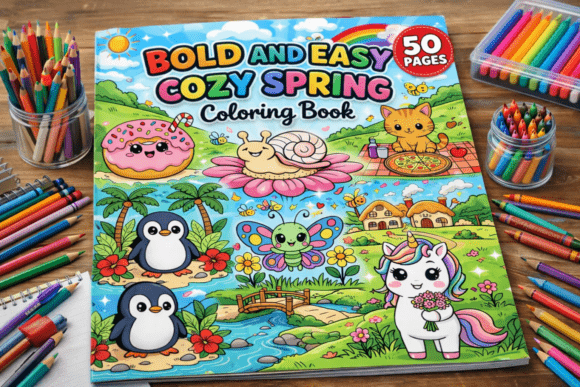 Download Bold and Easy Cute Spring Coloring Book - K Collection