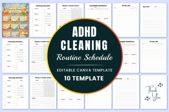 Download ADHD Cleaning Routine Schedule KDP Canva - K Collection