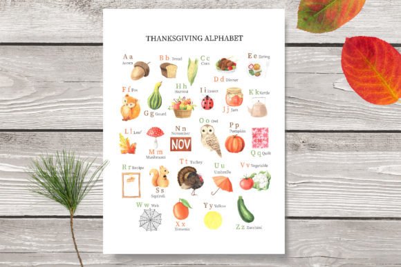 Download Thanksgiving Fall Nature ABC Printable - K Collection