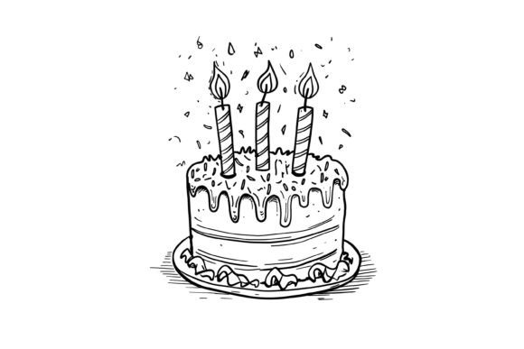 Download Outlined Cake Coloring Adults Page - K Collection