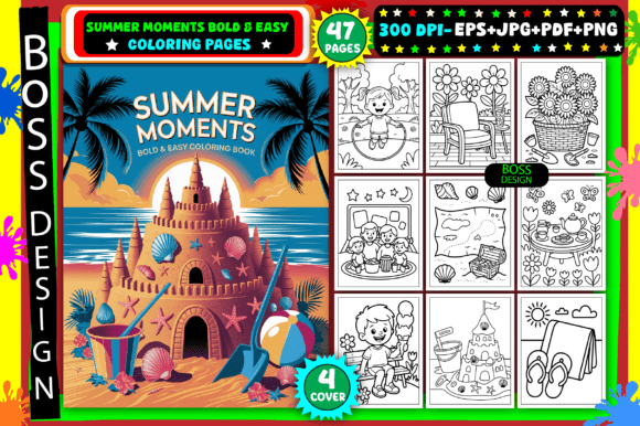 Download Summer Moments Bold &amp; Easy Coloring Book - K Collection