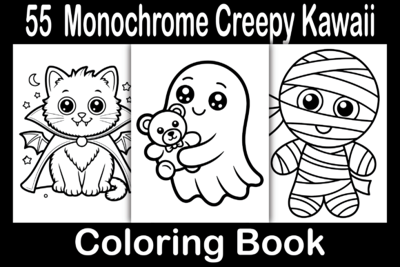 Download Monochrome Creepy Kawaii Coloring Book - K Collection