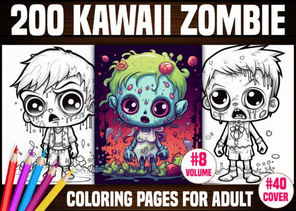 Download 200 Kawaii Zombie Coloring Pages - KDP - K Collection