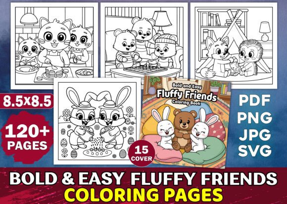 Download Bold Easy Fluffy Friends Coloring Book - K Collection