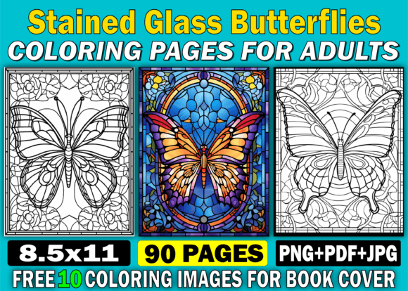 Download 90 Stained Glass Butterflies Adults Book - K Collection