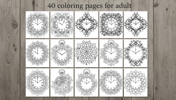Download 40 Vintage Clock Coloring Pages PDF Book - K Collection