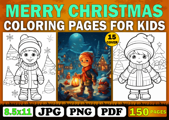 Download 150 Merry Christmas Coloring Pages Book - K Collection