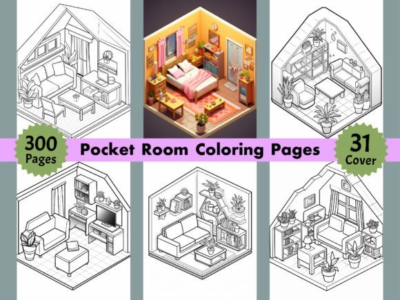Download 300 Pocket Room Coloring Pages for Adult - K Collection