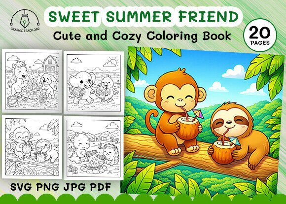 Download Sweet Summer Friends Cozy Coloring Book - K Collection