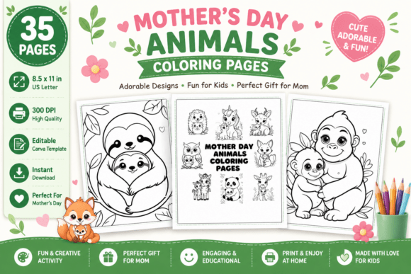 Download Mother's Day Animals Coloring Pages - Coloring Collection