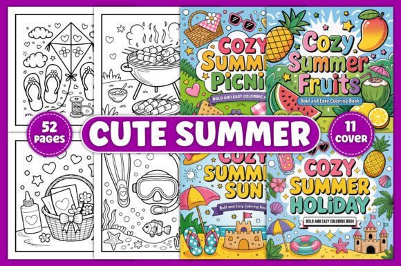 Download Cute Summer Bold and Easy Coloring Book - K Collection