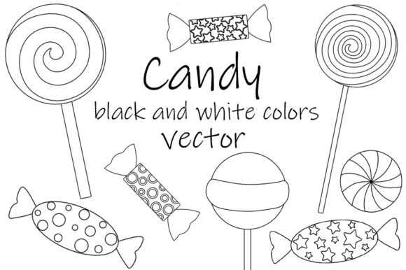 Download Candy Lollipop Black and White Coloring - K Collection