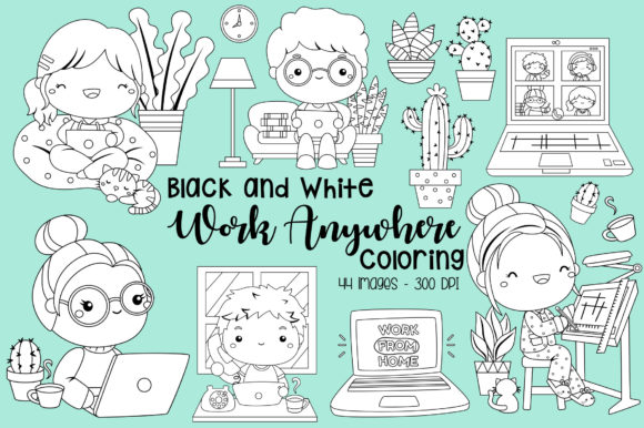 Download Black and White Coloring Work Anywhere - K Collection