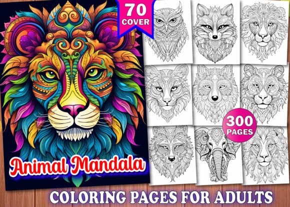 Download 300 Adults Animal Mandala Coloring Book - K Collection