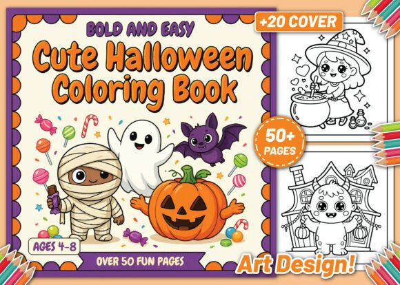 Download Bold Easy Cute Halloween Coloring Book - K Collection