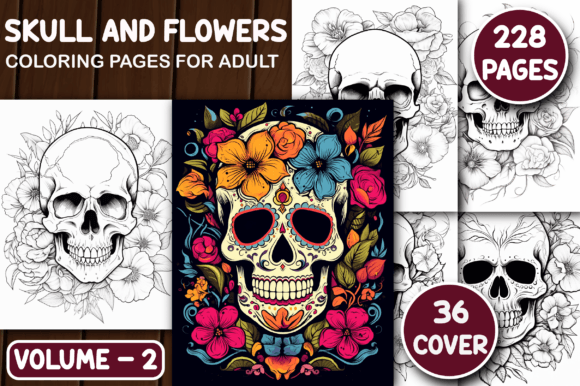 Download 228 Skull and Flowers Coloring Pages - K Collection